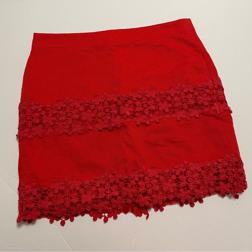 J Crew Red Lace Skirt